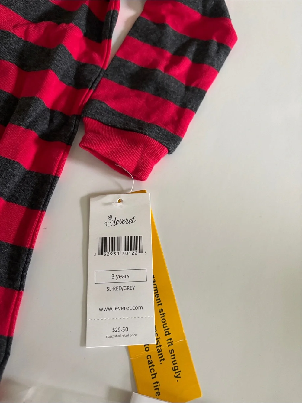Leveret Red & Gray Striped Footed One-Piece